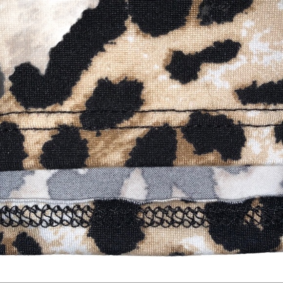 Gaze L tan animal print asymmetrical stretch top - Picture 9 of 12